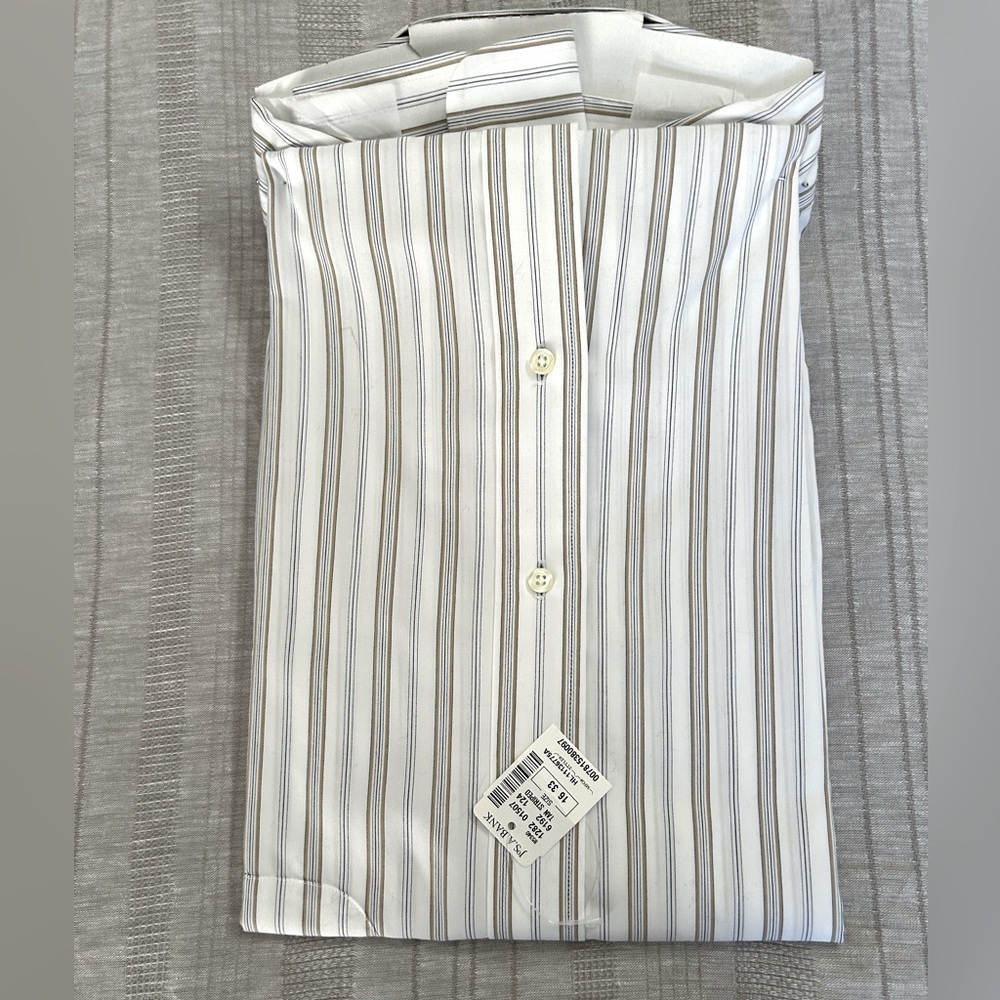 Jos. A.  Bank Travelers Collection Tan Stripe Long Sleeve Shirt - Picture 2 of 5